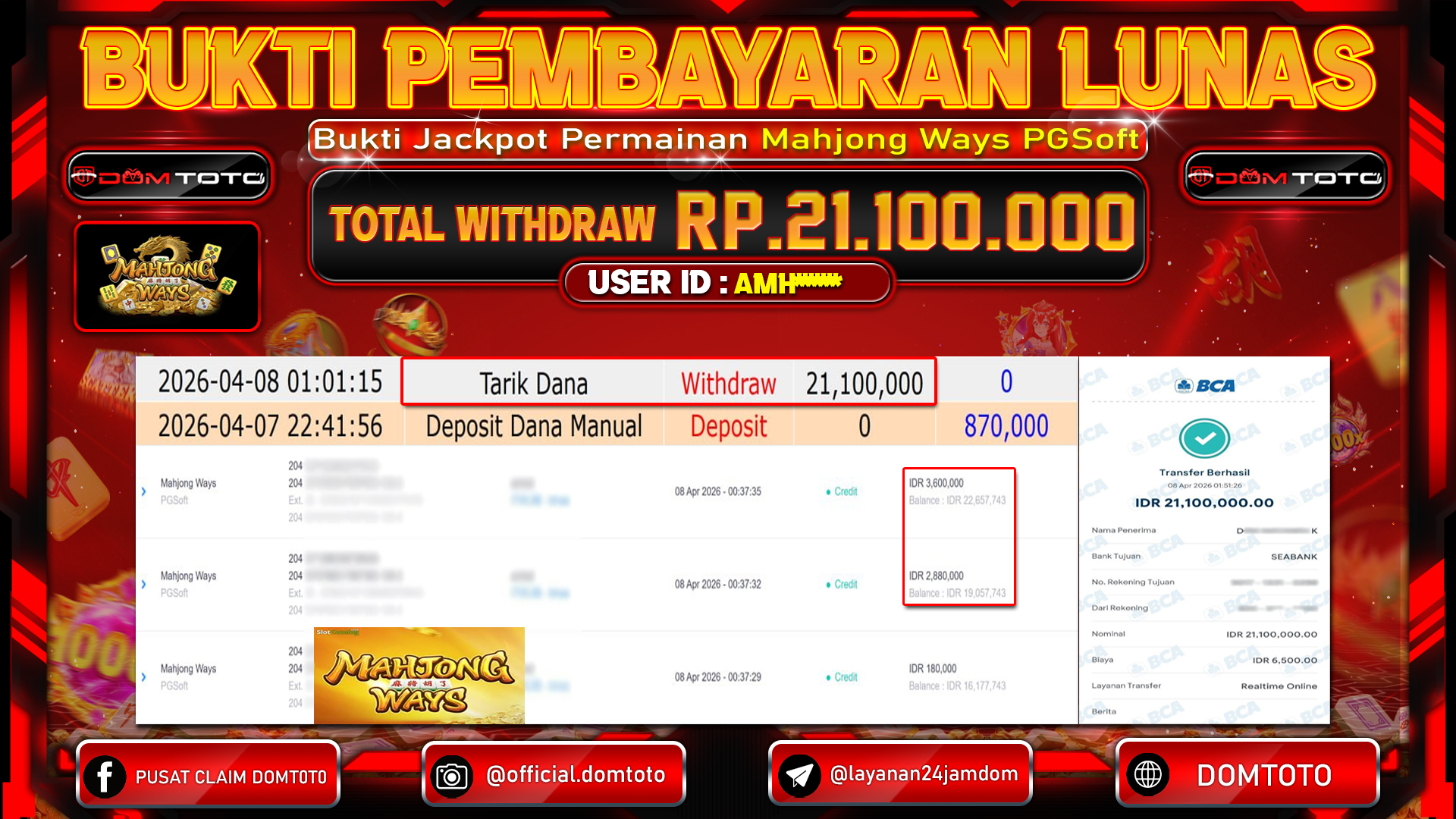 JACKPOT SLOT Mahjong Ways PGSoft 08 APRIL 2026